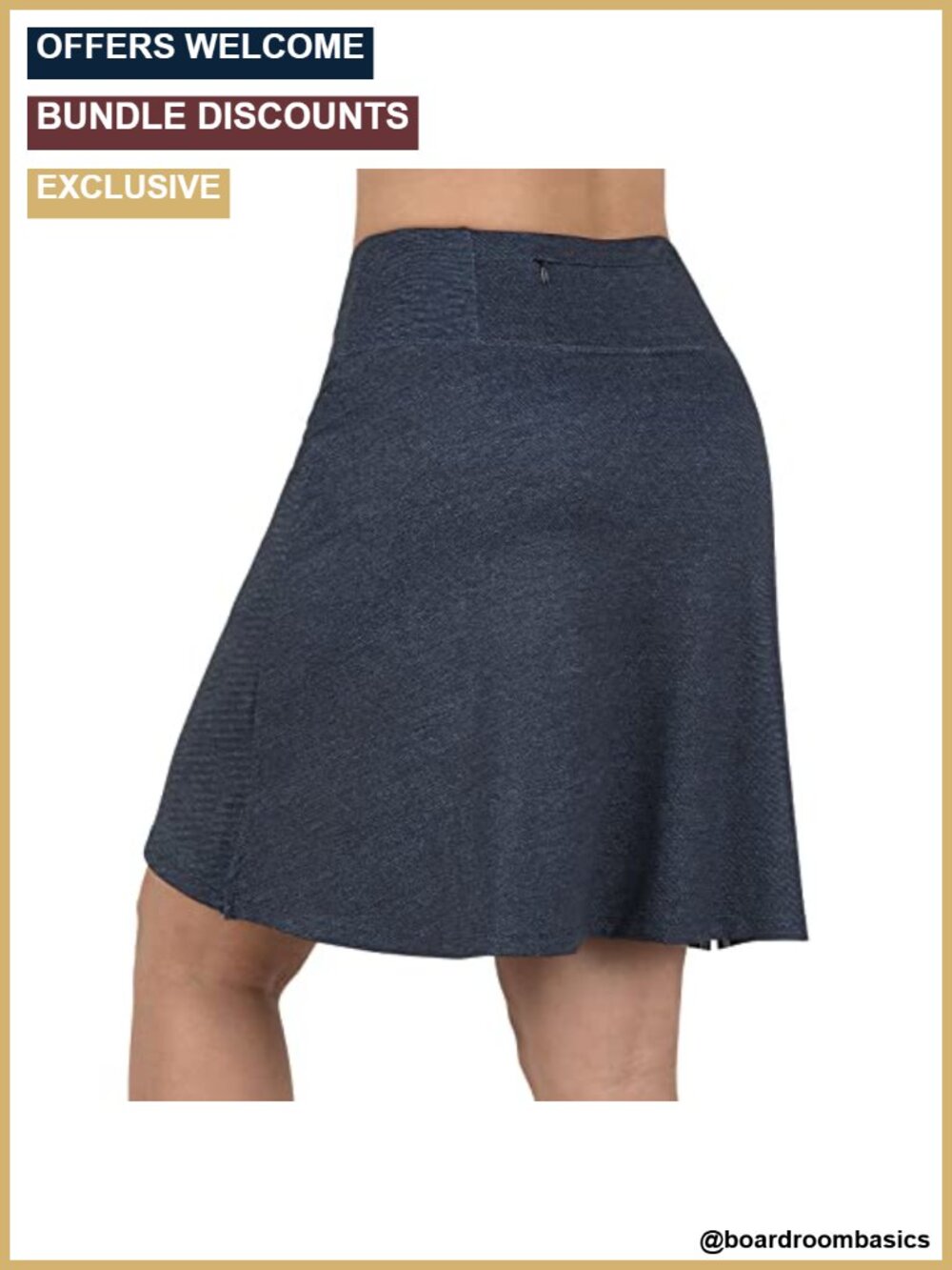 Women's Knee Length Skort with Built-in Shorts and 3 Pockets